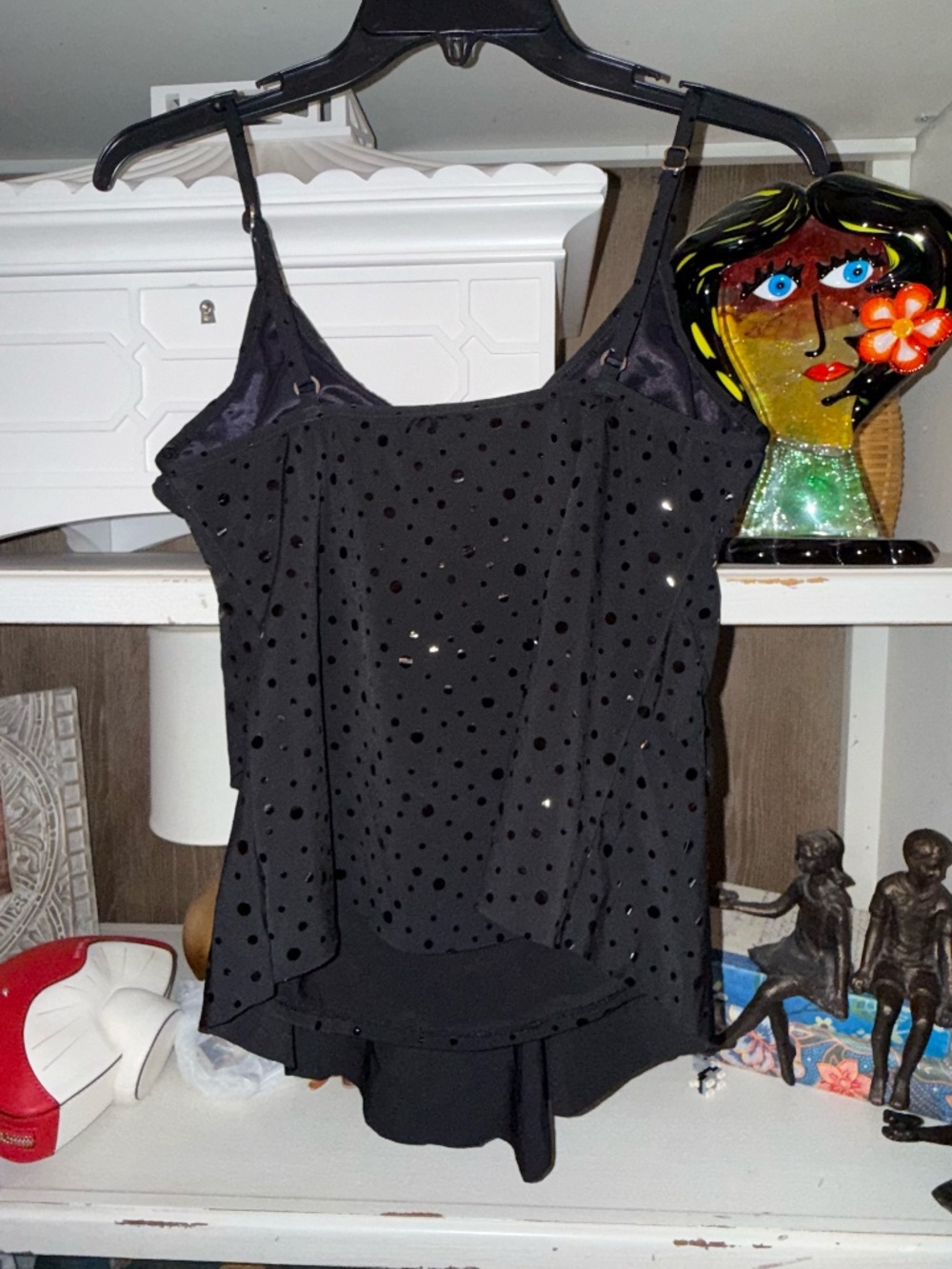 Magicsuit sz 8 black tankini rita? embellished ruffled swimsuit top - Picture 4 of 4